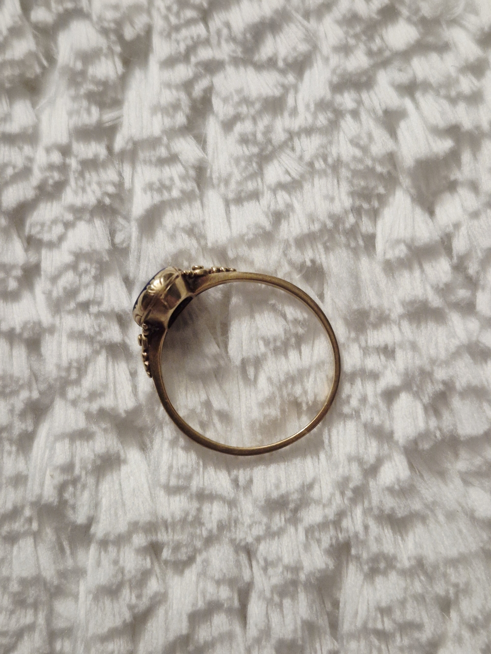 Victorian 14k Yellow Gold Oval Cut Lapis Lazuli Ring - Picture 8 of 14
